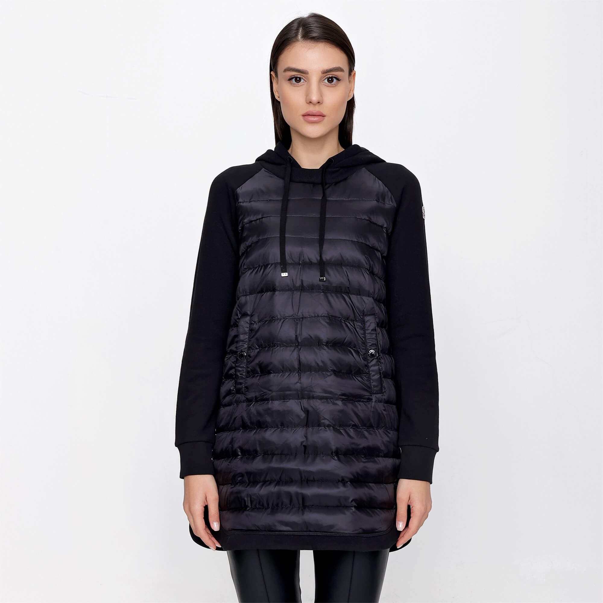 Moncler - Black Hooded Down Sweatshirt Maglia Jacket